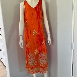 NWT Soft Surroundings fiesta, orange, tie-dyed with embroidery
